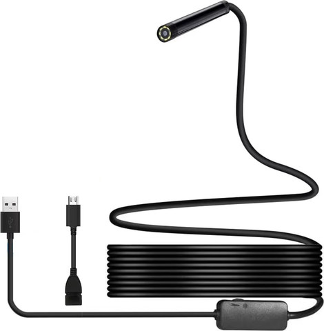 מצלמת אנדוסקופ USB עם עדשת 7 מ"מ, אורך 3.5 מטר, תאימות לאנדרואיד ו-Windows