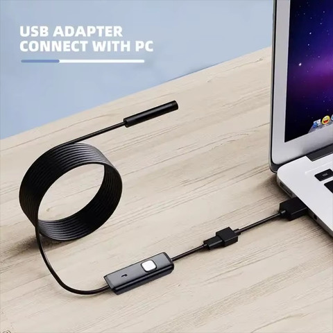 מצלמת אנדוסקופ USB עם עדשת 8 מ"מ, אורך 2 מטר קשיח, תאימות לאנדרואיד ו-Windows