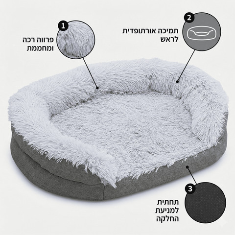 מיטה לכלב אורטופדית מספוג (עם כיסוי נשלף) מידה 1007518