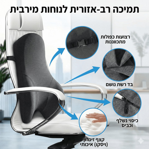 משענת ויסקו אורטופדית לתמיכה מלאה בגב-ErgoSpine