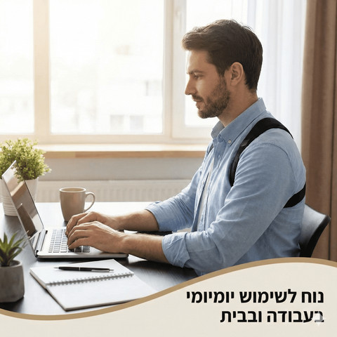 רצועת יישור גב נושמת – מתקן יציבה מתכוונן (מידות L/XL/XXL) מידה l