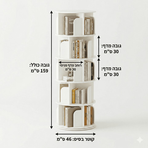 ספריית ספרים מסתובבת 360° – 5 קומות