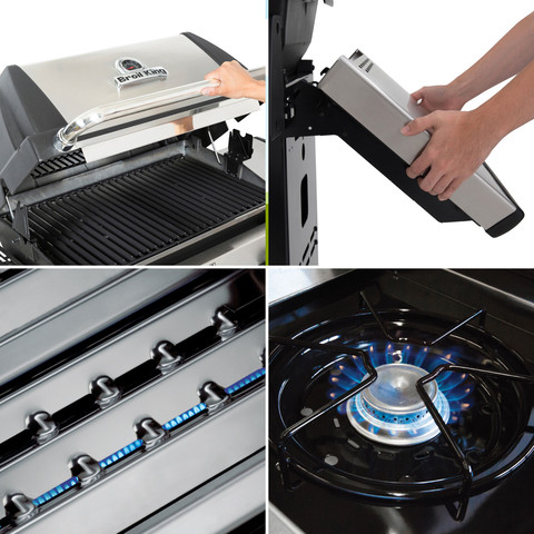 SIGNET 390   גריל גז 4 מבערים+כירה ושיפוד  64,000 BTU + מתנה! מבית המותג הקנדי  Broil King