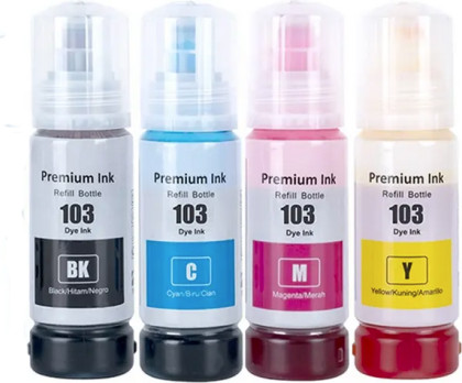סט 4 בקבוקי דיו תואמים EPSON 103 (צבעוני 7,500 דפים שחור 4,500 דפים)
