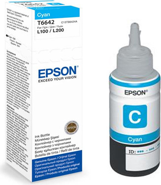 בקבוק דיו כחול מקורי EPSON T6642 (65 מ"ל/6,500 דפים)