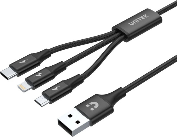Unitek 3-in-1 USB-A to USB-C / Micro USB / Lightning Multi Charging Cable C14049BK