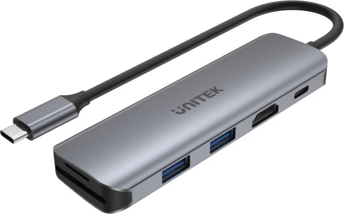 Unitek uHUB P5+ 6-in-1 USB-C Hub with HDMI, 100W Power Delivery and Dual Card Reader H1107D