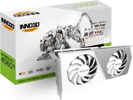 כרטיס מסך Inno3D GeForce RTX 4060Ti TWIN X2 OC בצבע לבן