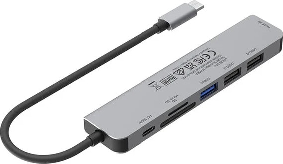 תחנת עגינה UNITEK uHUB S7+ 7-in-1 USB-C 5Gbps Hub with 4K HDMI and 100W Power Delivery