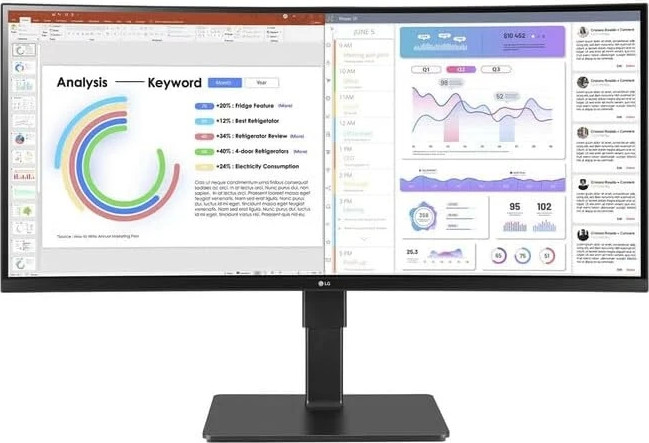 מסך מחשב LG 34" WQHD 60Hz 5ms USB-C PD90W IPS Monitor 34BQ77QB-B