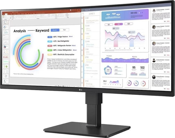 מסך מחשב LG 34" WQHD 60Hz 5ms USB-C PD90W IPS Monitor 34BQ77QB-B