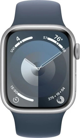 שעון חכם Apple Watch 41mm Series-9 GPS צבע שעון Silver Aluminum Case צבע רצועה Storm Blue Sport Band גודל רצועה M/L