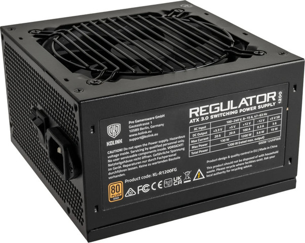 ספק כוח Kolink PSU Regulator 1200W (ATX 3.0) 80 PLUS Gold KL-R1200FG