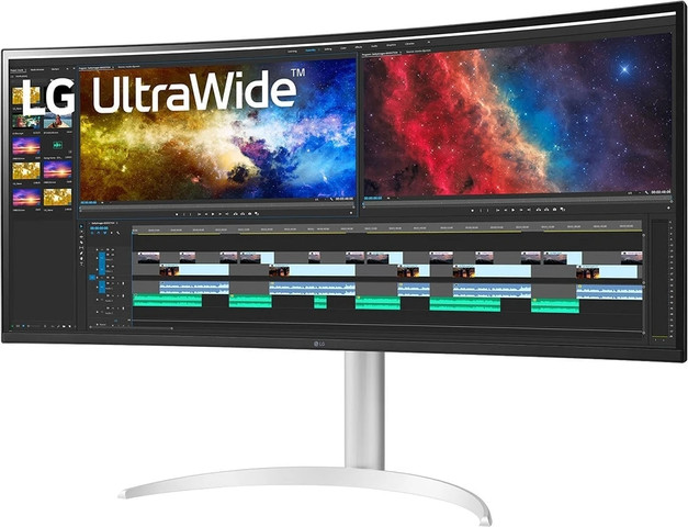 מסך מחשב קעור LG 37.5" UltraWide IPS QHD 75Hz 5ms 2300R 38BQ85C-W בצבע שחור