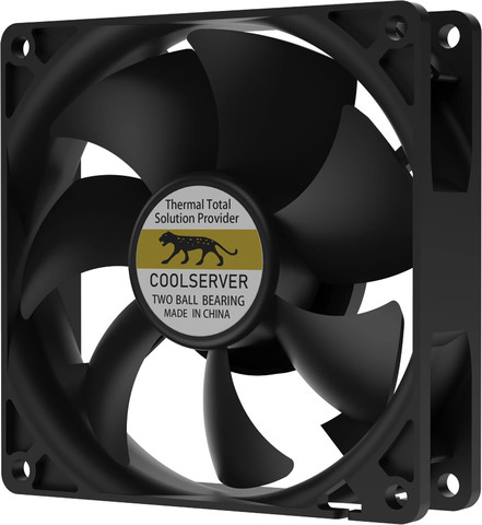 מאוורר לשרת Coolserver 80mm Double Ball Bearing 3400RPM בצבע שחור