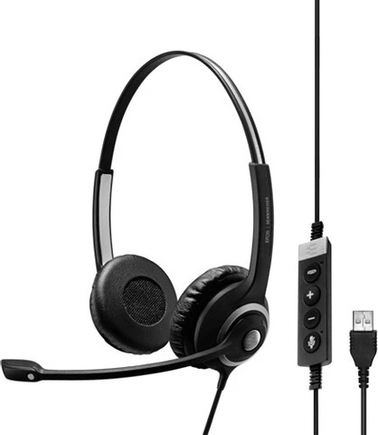 אוזניות חוטיות SENNHEISER Impact SC 260 USB MS II בצבע שחור