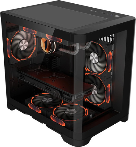 מארז מחשב 1StPlayer UV5 3X ARGB עם מרכז שליטה ושלט בצבע שחור