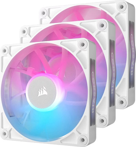ערכת מאווררים Corsair iCUE LINK RX120 RGB PWM 120mm 3x Fans Starter Kit בצבע לבן