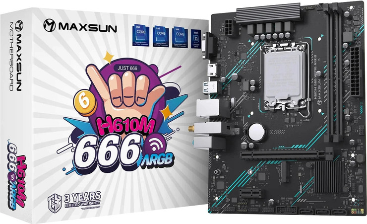 לוח אם MAXSUN H610M 666 WiFi6 ARGB