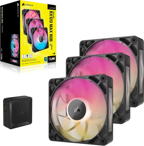 מאוורר למארז Corsair iCUE LINK RX120 MAX RGB 120mm 3xFans CO-9051034-WW בצבע שחור