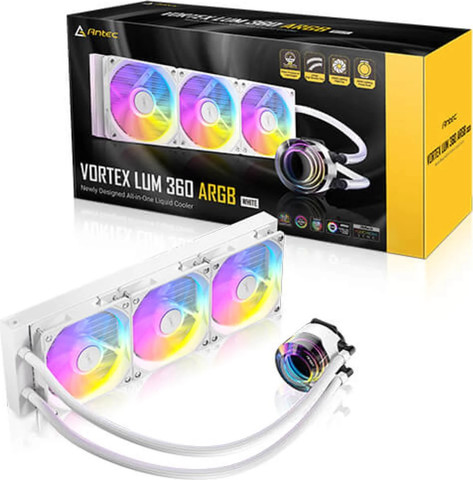 קירור נוזלי למעבד Antec VORTEX LUM 360 ARGB White 360mm