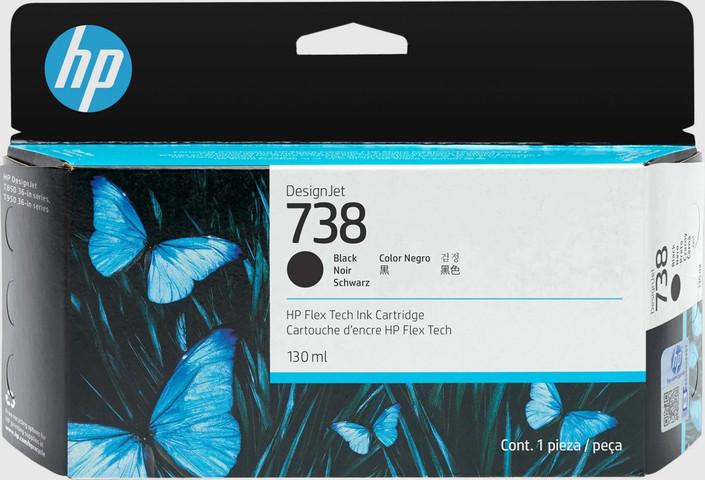מילוי דיו שחור HP 738 130ml לפלוטר 498N4A T-850