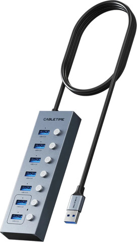 רכזת CABLETIME USB-A to 7-Ports USB-A 3.0 (USB-C Power)