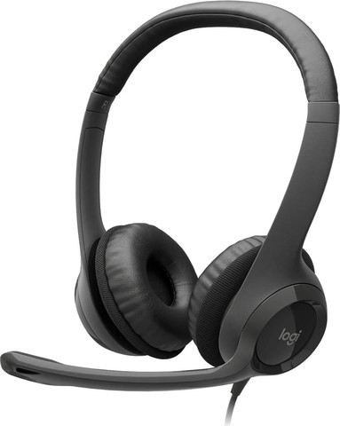 אוזניות קשת חוטיות עם מיקרופון מובנה Logitech H390 USB Black