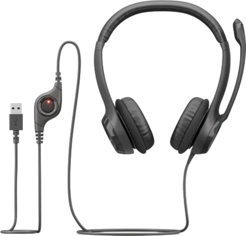 אוזניות קשת חוטיות עם מיקרופון מובנה Logitech H390 USB Black