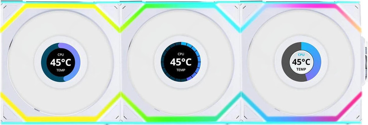 מאווררי Lian-Li UNI SL Wireless LCD 120mm White 3xFans 12SLLCD1W3W