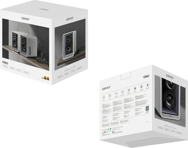 רמקול מוניטור אקטיבי Edifier QR65 עם מטען GaN בעוצמת 65W (לבן) EDF286005w