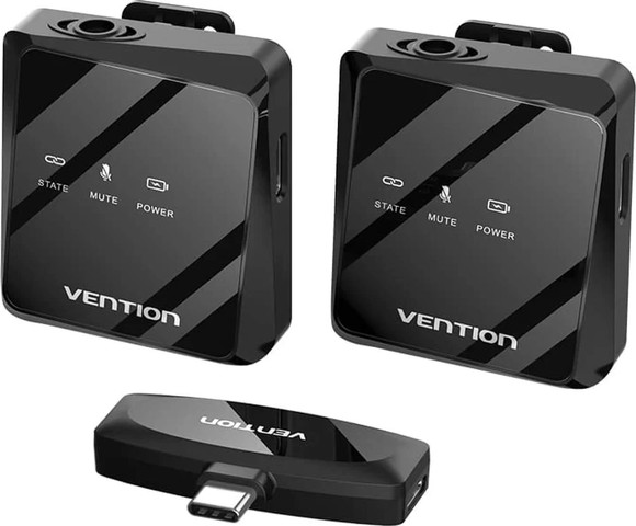 מערכת מיקרופון דש אלחוטי Clip-On עם מקלט Vention 32KHz USB-C NCBB0