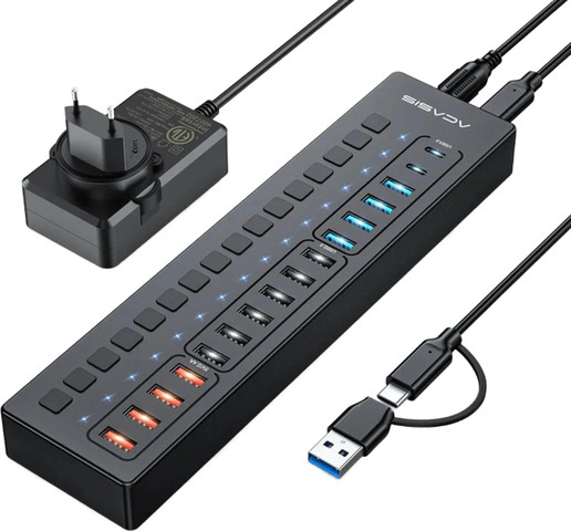 מפצל USB-C חכם Acasis DS-516PB 16 יציאות