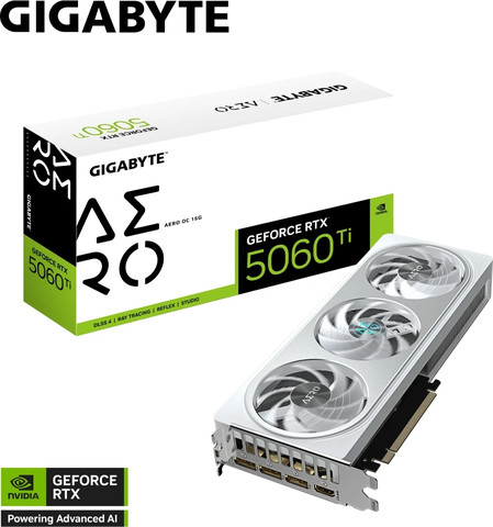 כרטיס מסך Gigabyte RTX 5060 Ti GV-N506TAERO OC-16GD בצבע שחור