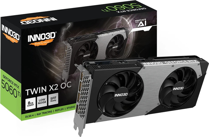 כרטיס מסך Inno3D RTX 5060 Ti 8GB TWIN X2 OC דגם N506T2-08D7X-193075N