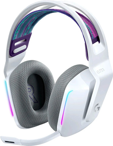 אוזניות קשת אלחוטיות לגיימינג Logitech G733 Lightspeed בצבע לבן