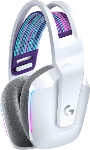 אוזניות קשת אלחוטיות לגיימינג Logitech G733 Lightspeed בצבע לבן