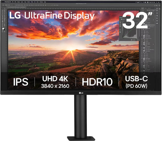 מסך מחשב LG 31.5" UltraFine Ergo 32UN880K-B בצבע שחור