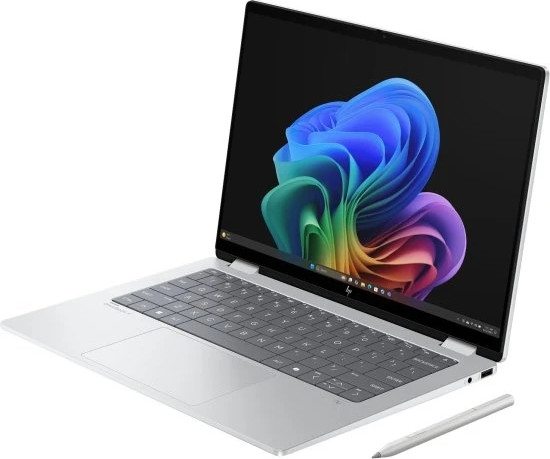 מחשב נייד עם מסך מגע HP OmniBook X Flip Next Gen AI 14-FM0012NJ / BS9Y1EA - צבע Glacier Silver - עט HP כלול באריזה