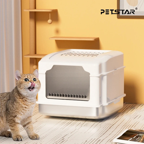 ארגז חול חכם לחתולים Petstar S5 עשוי נירוסטה חצי-סגור בנפח 60 ליטר