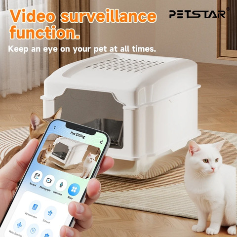ארגז חול חכם לחתולים Petstar S5 עשוי נירוסטה חצי-סגור בנפח 60 ליטר