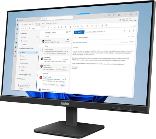 מסך מחשב Lenovo ThinkVision S24-4e בגודל 23.8" ברזולוציית FHD IPS בצבע Raven Black