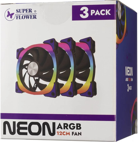 מאוורר Super Flower NEON ARGB 120mm צבע שחור 3xמאווררים