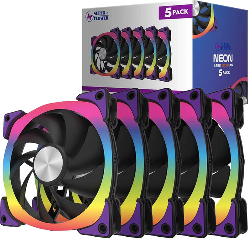 מאוורר Super Flower NEON ARGB 120mm צבע שחור 5xמאווררים