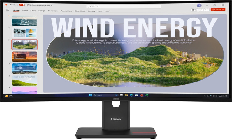 מסך מחשב קעור 34” Lenovo ThinkVision T34w-30 WQHD VA 120Hz עם חיבור USB-C ורזולוציה 3440x1440