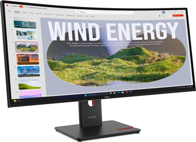 מסך מחשב קעור 34” Lenovo ThinkVision T34w-30 WQHD VA 120Hz עם חיבור USB-C ורזולוציה 3440x1440