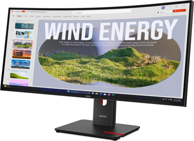 מסך מחשב קעור 34” Lenovo ThinkVision T34w-30 WQHD VA 120Hz עם חיבור USB-C ורזולוציה 3440x1440