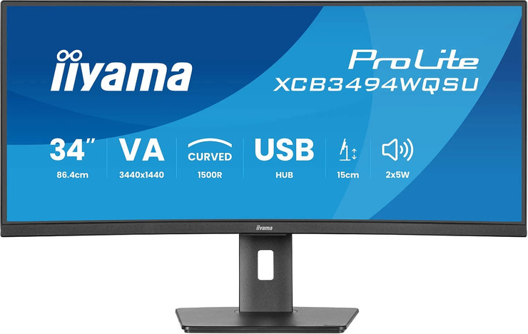 מסך מחשב קעור IIYAMA ProLite XCB3494WQSU-B1 בגודל 34 אינץ' בצבע שחור