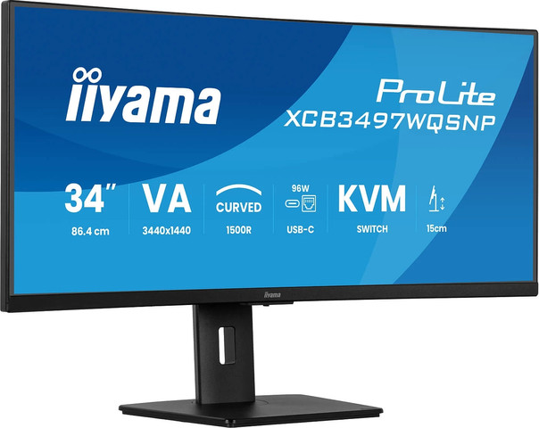 מסך מחשב קעור IIYAMA ProLite XCB3497WQSNP-B1 בגודל 34 אינץ'