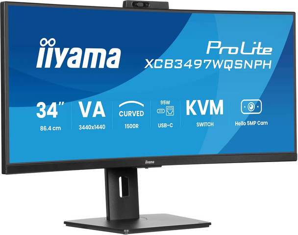 מסך מחשב קעור IIYAMA ProLite XCB3497WQSNPH-B1 בגודל 34 אינץ' בצבע שחור